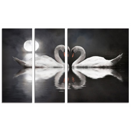 Модульная картина "Лебеди в ночи" из 3х частей 100х60 VS725