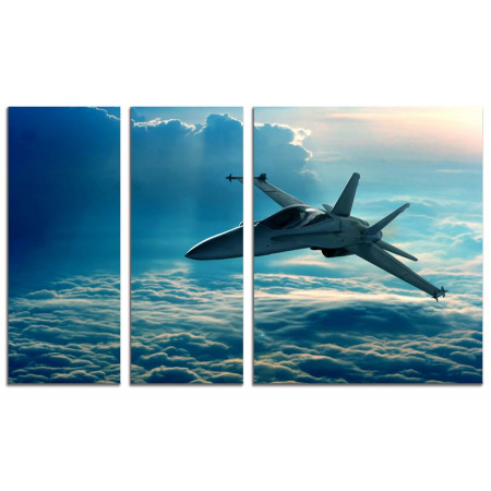 Модульные картины из 3х частей "Истребитель в небе" 100х60 VS710