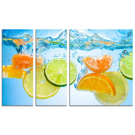 Модульная картина "Цитрусовые в воде" из 3х частей 100х60 VS597