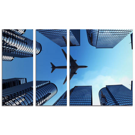 Модульные картины из 3х частей "Самолет над Нью-йорком"  100х60 VS513