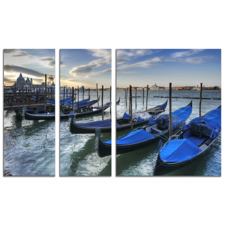 Модульные картины из 3х частей "Лодки в ряд" 100х60 VS462