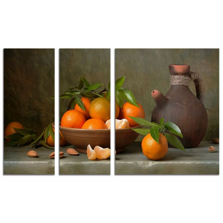 Модульная картина "Кувшин, мандарины" из 3х частей 100х60 VS3