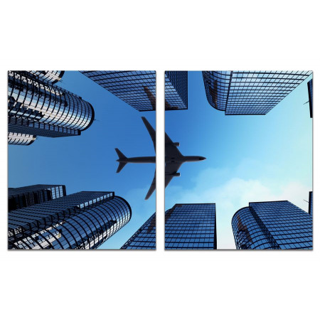 Модульные картины из 2 х частей "Самолет над Нью-йорком" 60х100 GT513
