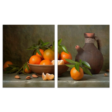 Модульная картина "Кувшин, мандарины" из 2 х частей 60х100 GT3