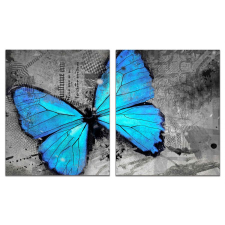 Модульные картины из 2 х частей "Синяя бабочка" 60х100 GT167