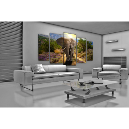 Модульные картины "Слон в горах" 120х250 U346
