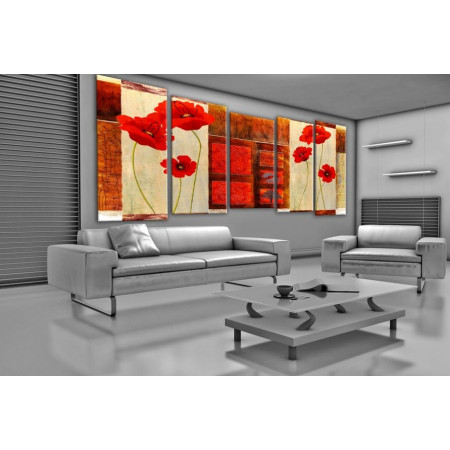 Модульная картина "Маки красные" 120x310 SR5