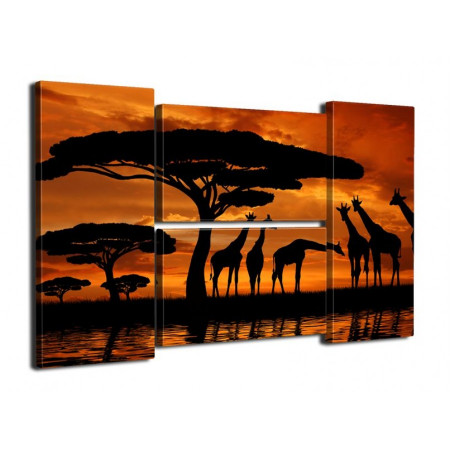 Модульная картина Четверник "Жирафы на закате" 80Х140 Q525