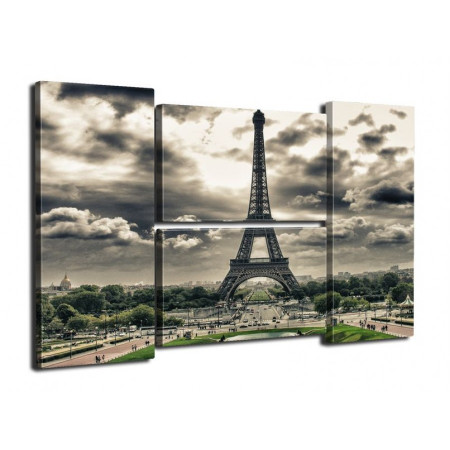 Модульная картина "Париж в серых красках" четверник 80Х140 Q248