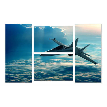 Модульная картина Четверник "Истребитель в небе" 100х60 W77