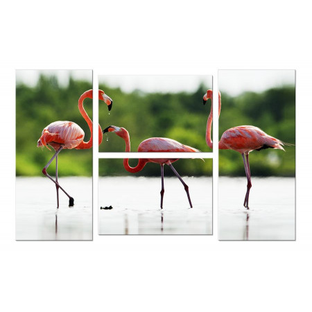 Модульная картина Четверник "Три фламинго" 100х60 W684