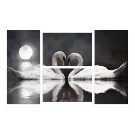 Модульная картина "Лебеди в ночи" четверник 100х60 W519