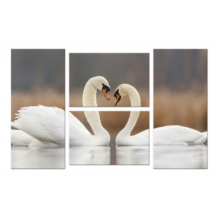 Модульная картина "Любовь и лебеди" четверник 100х60 W518