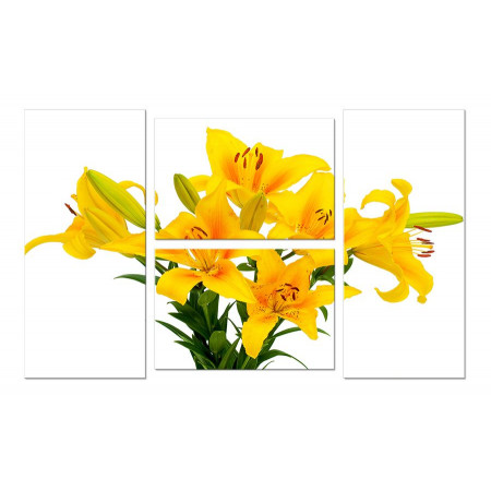 Модульная картина "Букет из желтых лилий" четверник 100х60 W485