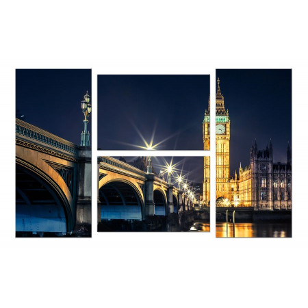 Модульная картина Четверник "Вестминстерский мост ночью" 100х60 W142