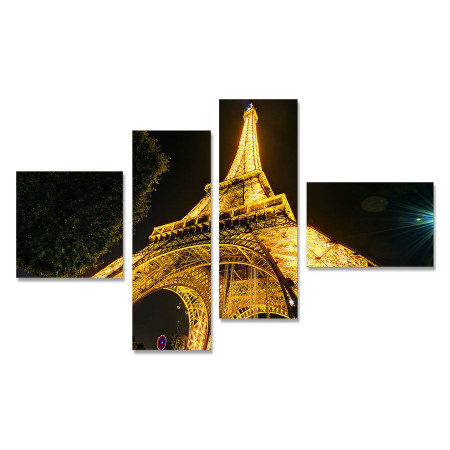 Модульная картина "Ночное небо Парижа" четверник 80х140 Y 92
