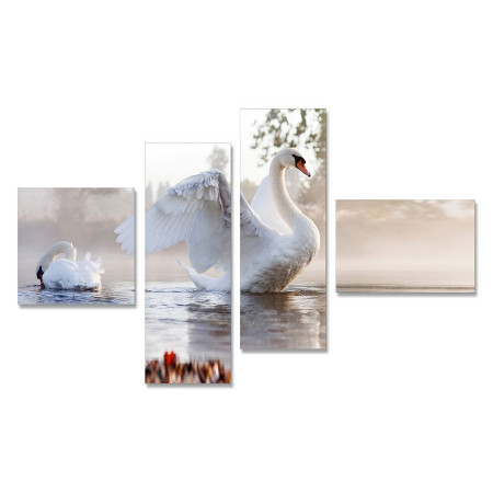 Модульная картина "Лебеди на пруду" четверник 80х140 Y 192