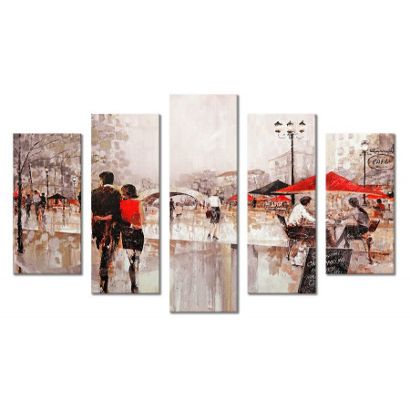 Модульная картина "Влюбленные гуляющие по городу" 80х140 М2162
