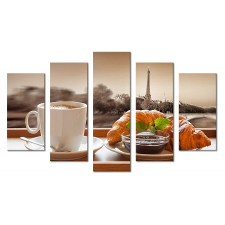 Модульная картина "Утренний кофе в Париже" 80х140 М2149