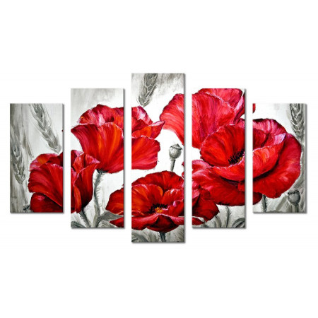 Модульная картина "Абстракция. Маки и цветы" 80х140 М2132