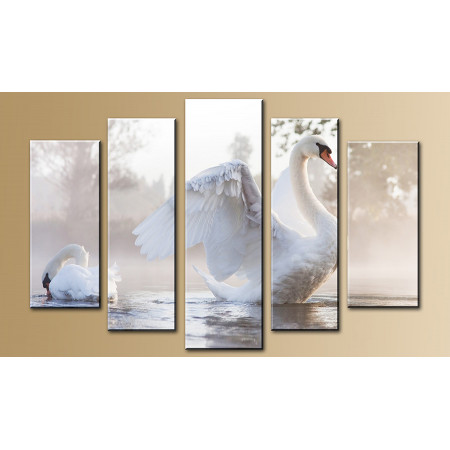 Модульная картина "Лебеди на пруду" 80х140 M793