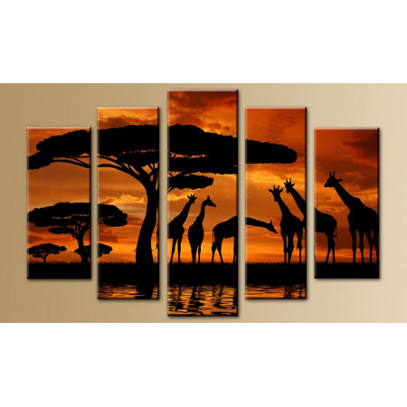 Модульная картина "Жирафы на закате" 80х140 M702