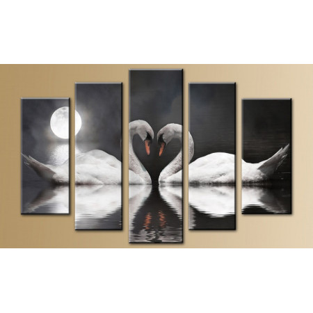 Модульная картина "Лебеди в ночи" 80х140 M665