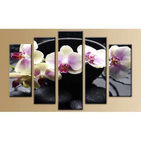 Модульная картина "Орхидеи в черной чаше" 80х140 M601