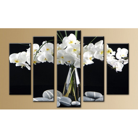 Модульная картина "Белые орхидеи в вазе" 80х140 M475