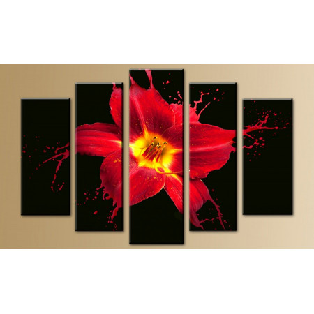 Модульная картина "Красная лилия брызги" 80х140 M453