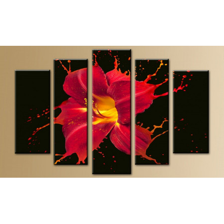 Модульная картина "Красная лилия брызги" 80х140 M445