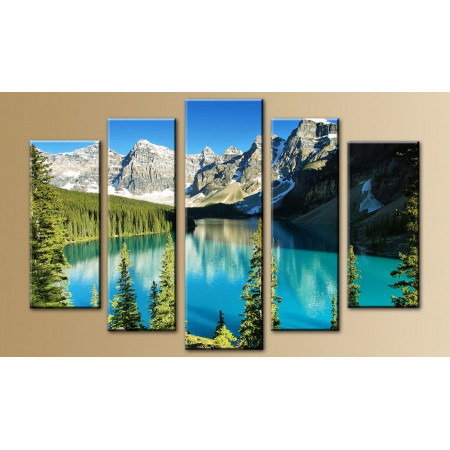 Модульная картина "Озеро на границе гор и леса" 80х140 M288