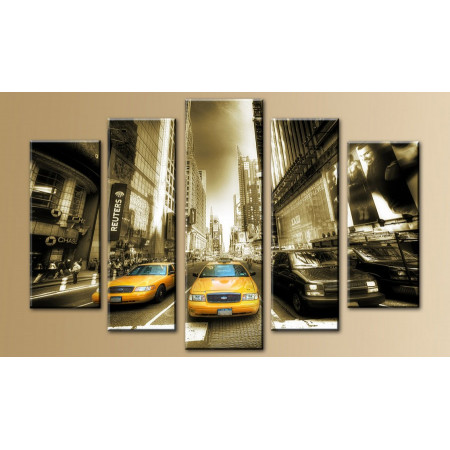 Модульная картина "Такси в большом городе" 80х140 M105