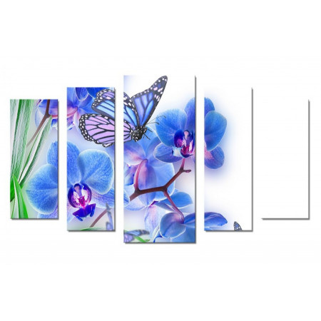 Модульная картина "Бабочки и орхидея" 70х120 Ш848