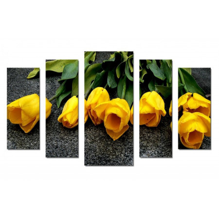 Модульная картина "Желтые тюльпаны" 70х120 Ш811