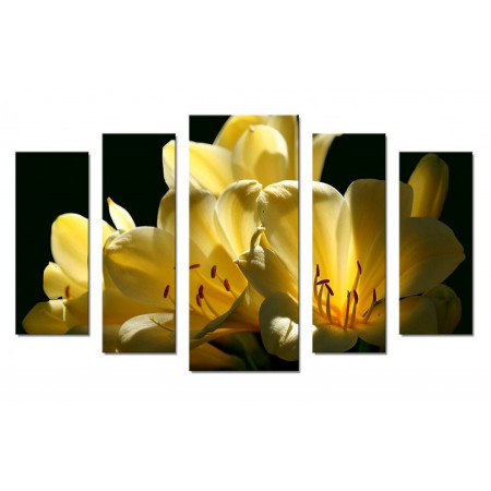 Модульная картина "Желтые лилии на черном" 70х120 Ш770