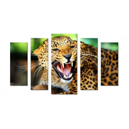 Модульная картина "Оскал леопарда" 70х120 Ш754