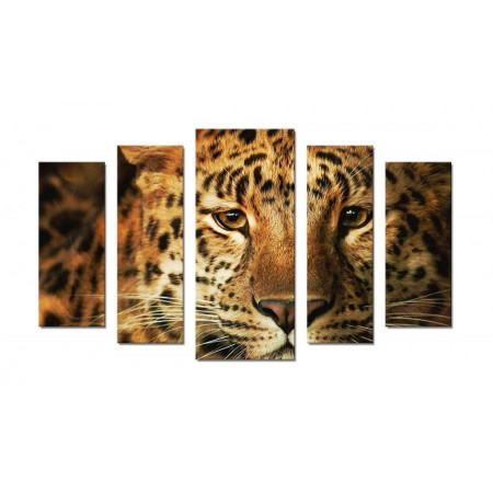 Модульная картина "Взгляд леопарда" 70х120 Ш750