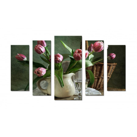 Модульная картина "Кувшин с тюльпанами" 70х120 Ш617