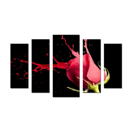 Модульная картина "Роза красная брызги" 70х120 Ш592