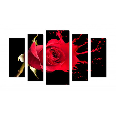 Модульная картина "Роза красная брызги" 70х120 Ш591