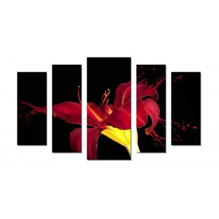 Модульная картина "Красная лилия брызги" 70х120 Ш589