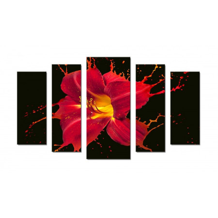 Модульная картина "Красная лилия брызги" 70х120 Ш588