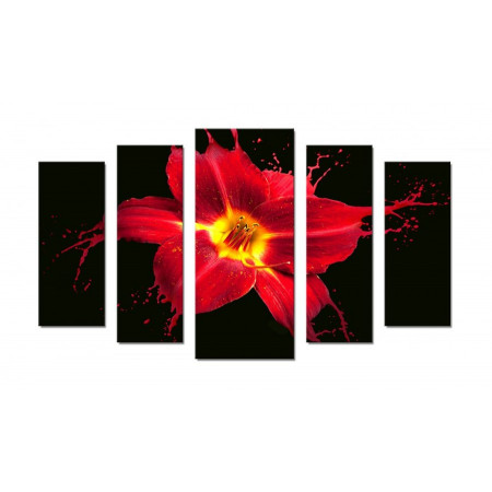 Модульная картина "Красная лилия брызги" 70х120 Ш587