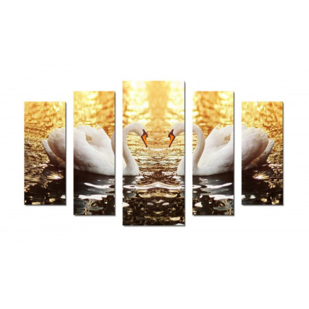 Модульная картина "Сказочно красивые лебеди" 70х120 Ш537