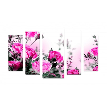 Модульная картина "Розовые розы" 70х120 Ш44