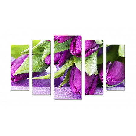 Модульная картина "Фиолетовые тюльпаны" 70х120 Ш432