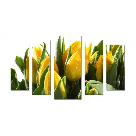 Модульная картина "Букет желтых тюльпанов" 70х120 Ш429
