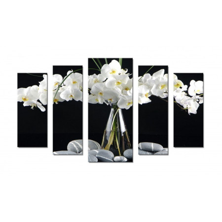 Модульная картина "Белые орхидеи в вазе" 70х120 Ш335