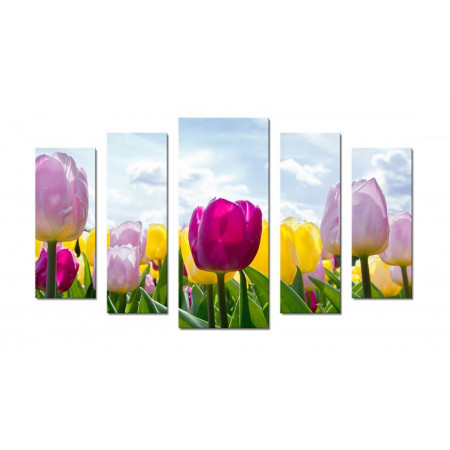 Модульная картина "Весеннее настроение тюльпанов" 70х120 Ш310